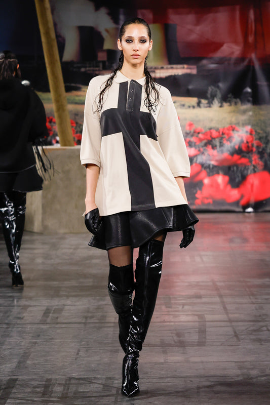 "FAINTING CROSS" OVERSIZED POLO SHIRT