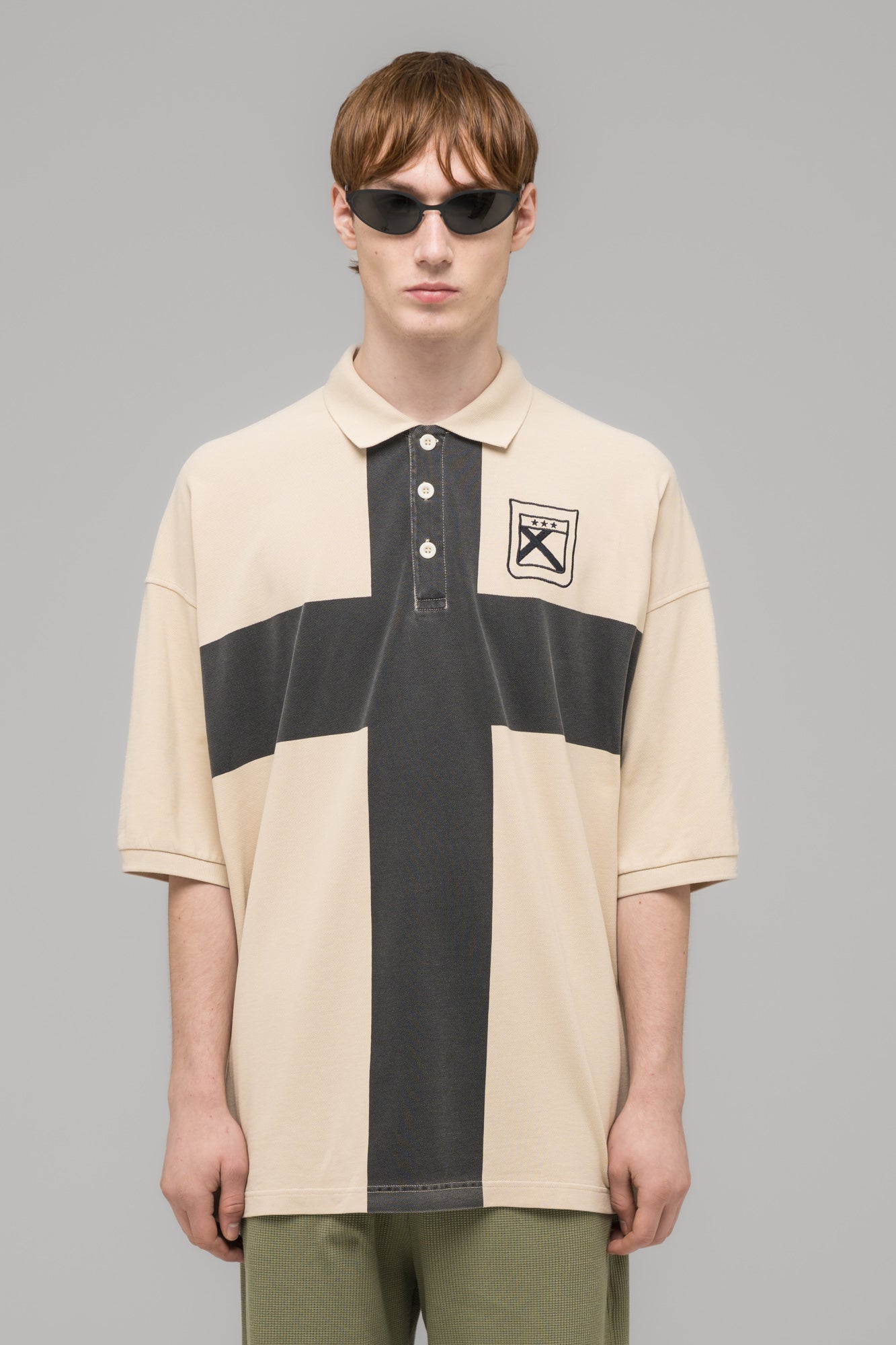 "FAINTING CROSS" OVERSIZED POLO SHIRT