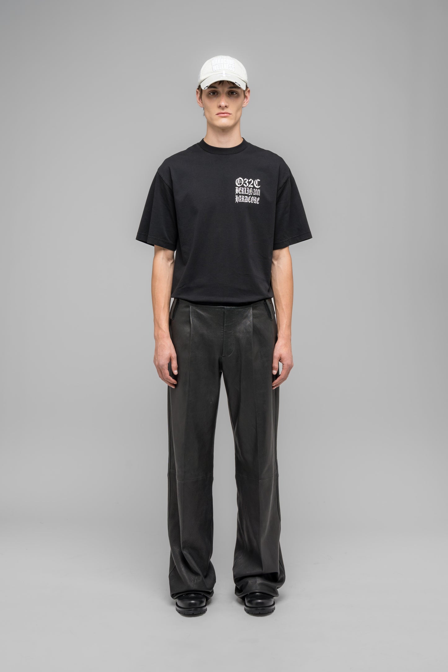 LEATHER WIDE LEG TROUSERS