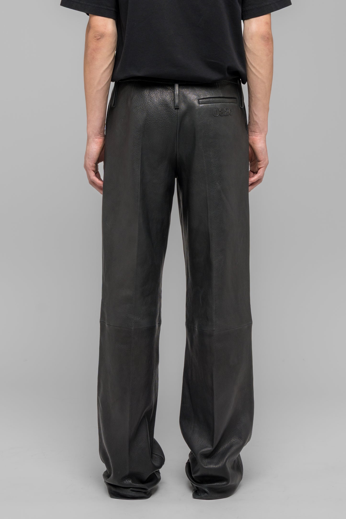 LEATHER WIDE LEG TROUSERS