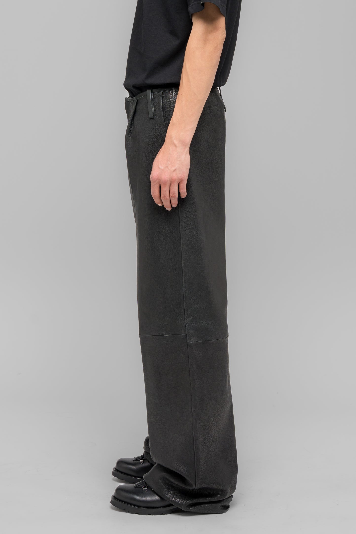 LEATHER WIDE LEG TROUSERS