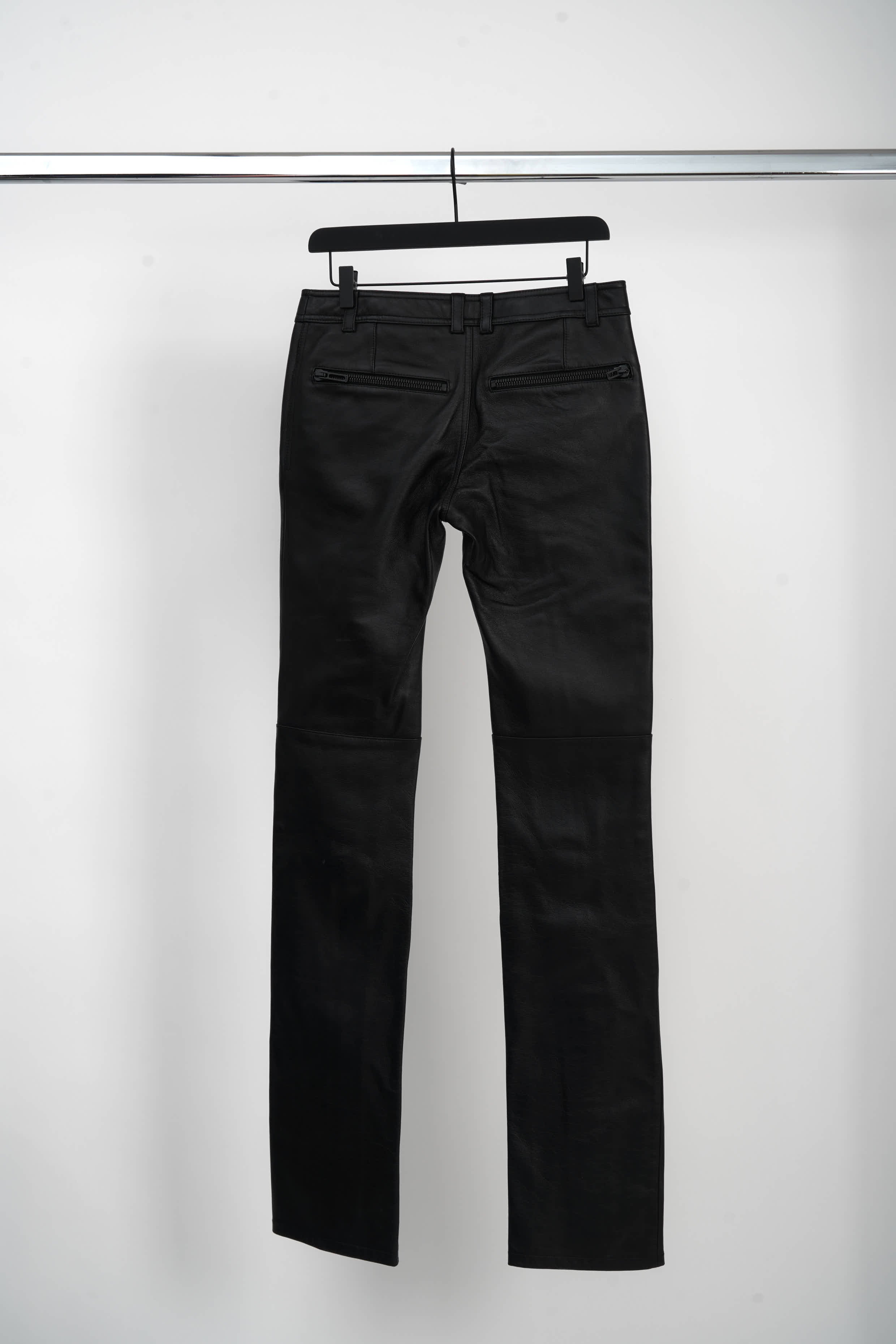 "SINGULAR" LEATHER ZIP TROUSERS
