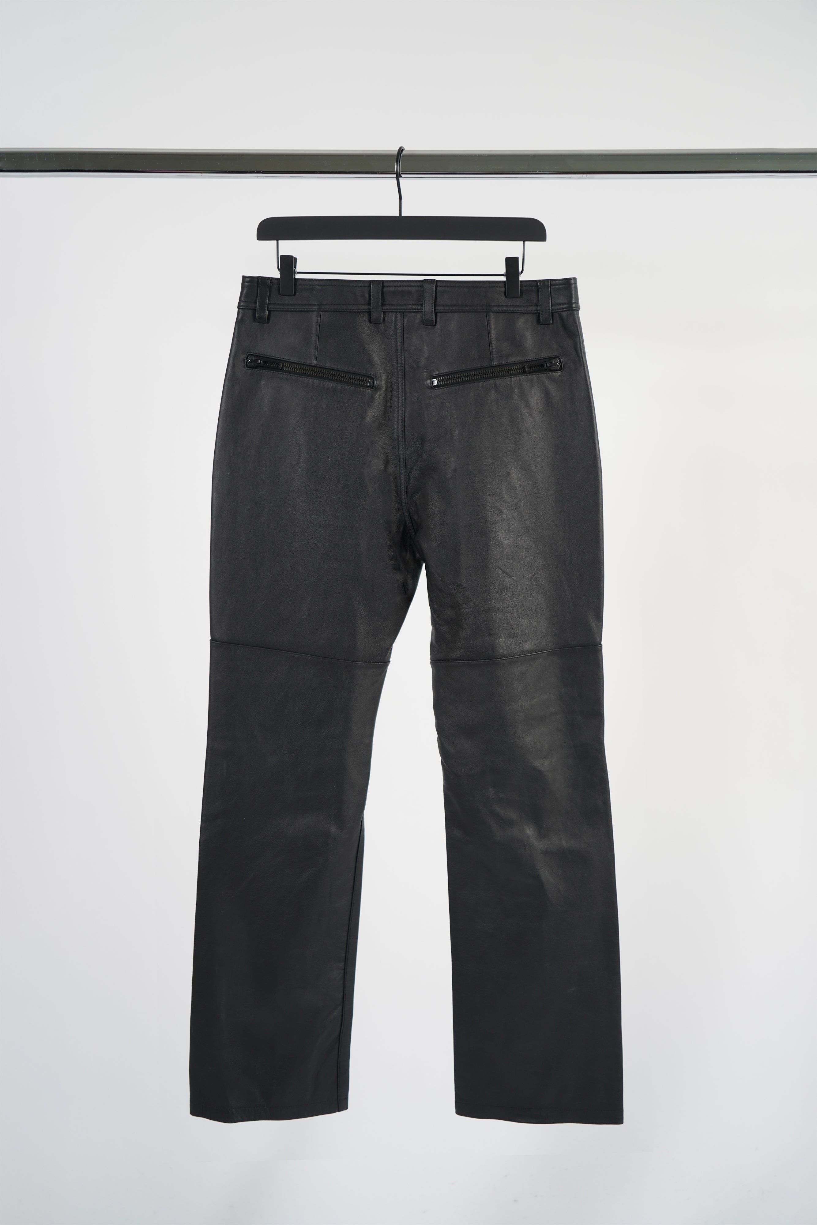 "SINGULAR" LEATHER ZIP TROUSERS