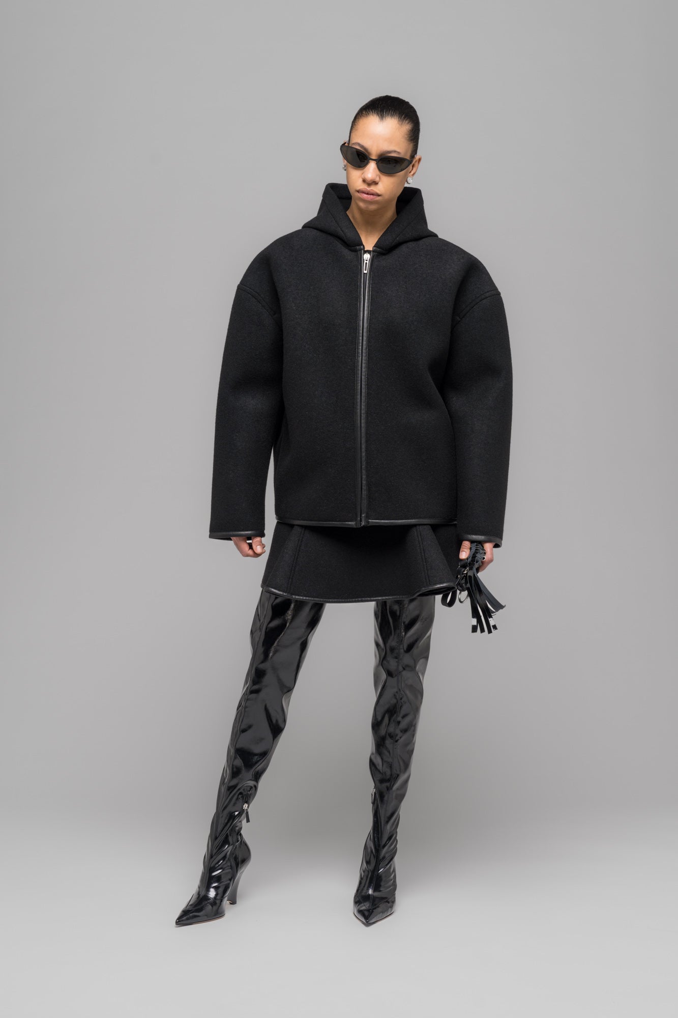 NEOPRENE ZIP UP HOODED JACKET