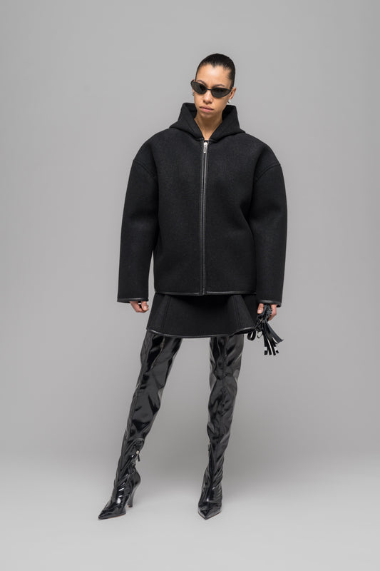 NEOPRENE ZIP UP HOODED JACKET