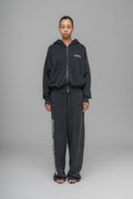 "ROUTINE" ZIP HOODIE WASHED BLACK