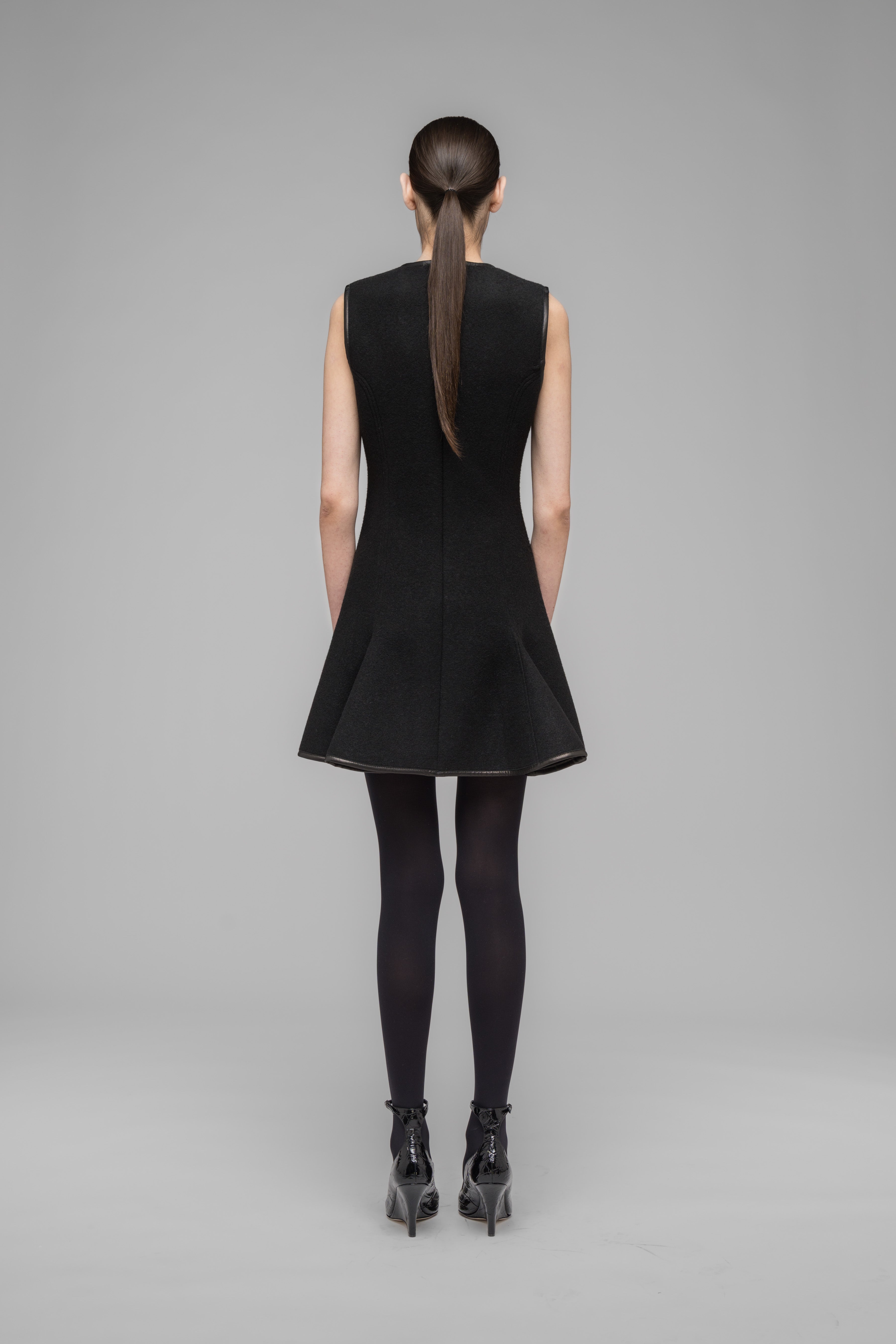 neoprene black dress Long Zipper Neoprene Dress In Black