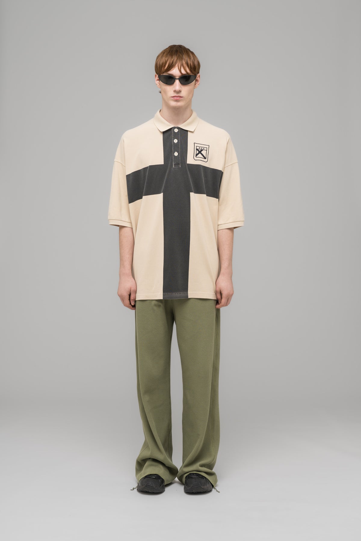 "FAINTING CROSS" OVERSIZED POLO SHIRT - 032c