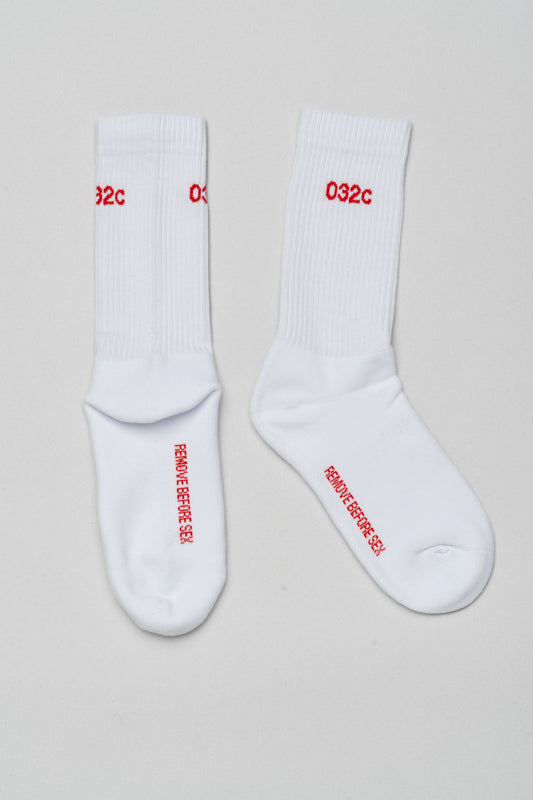 032c Socks REMOVE BEFORE SEX White/Red