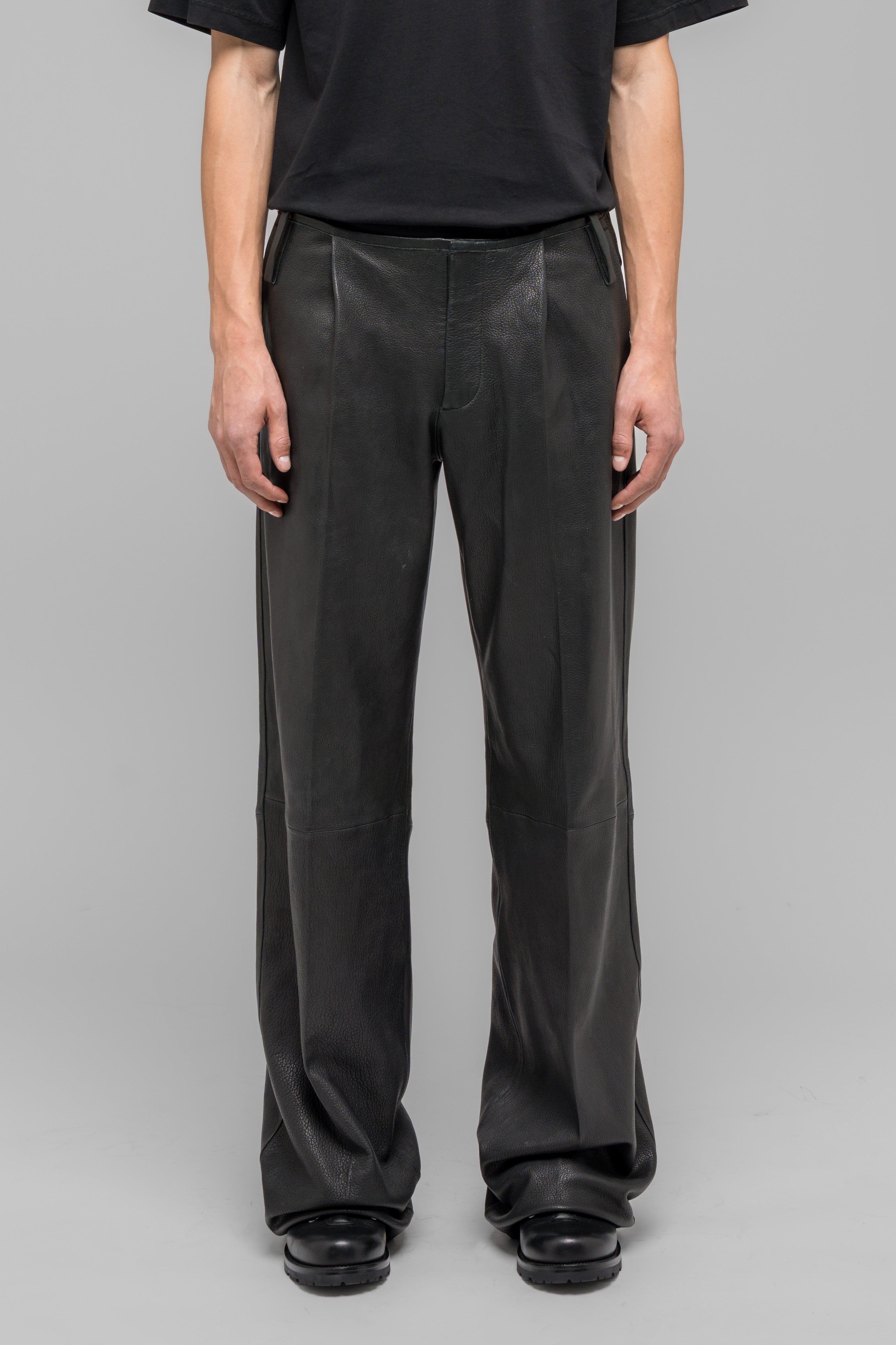 LEATHER WIDE LEG TROUSERS – 032c