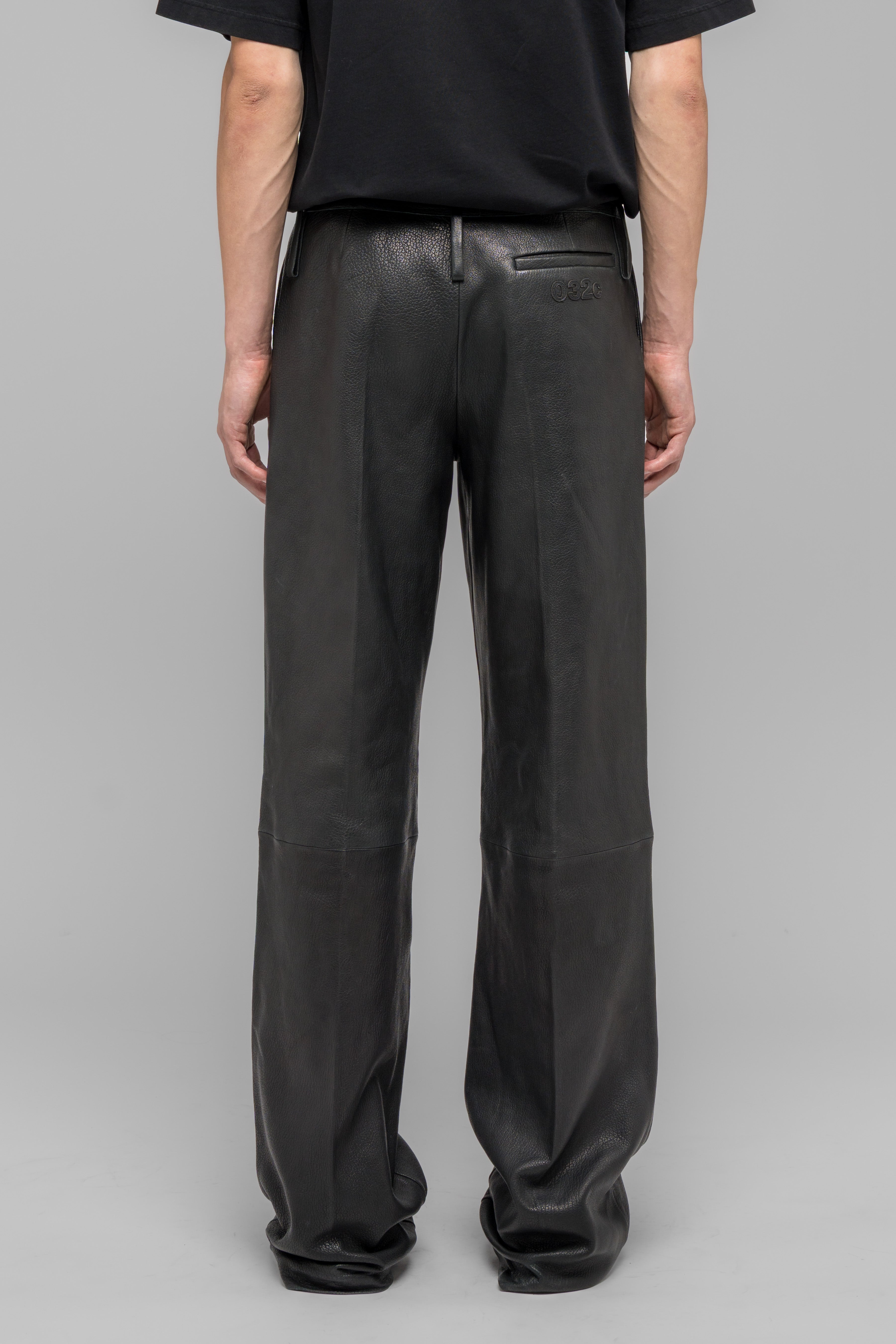 LEATHER WIDE LEG TROUSERS – 032c