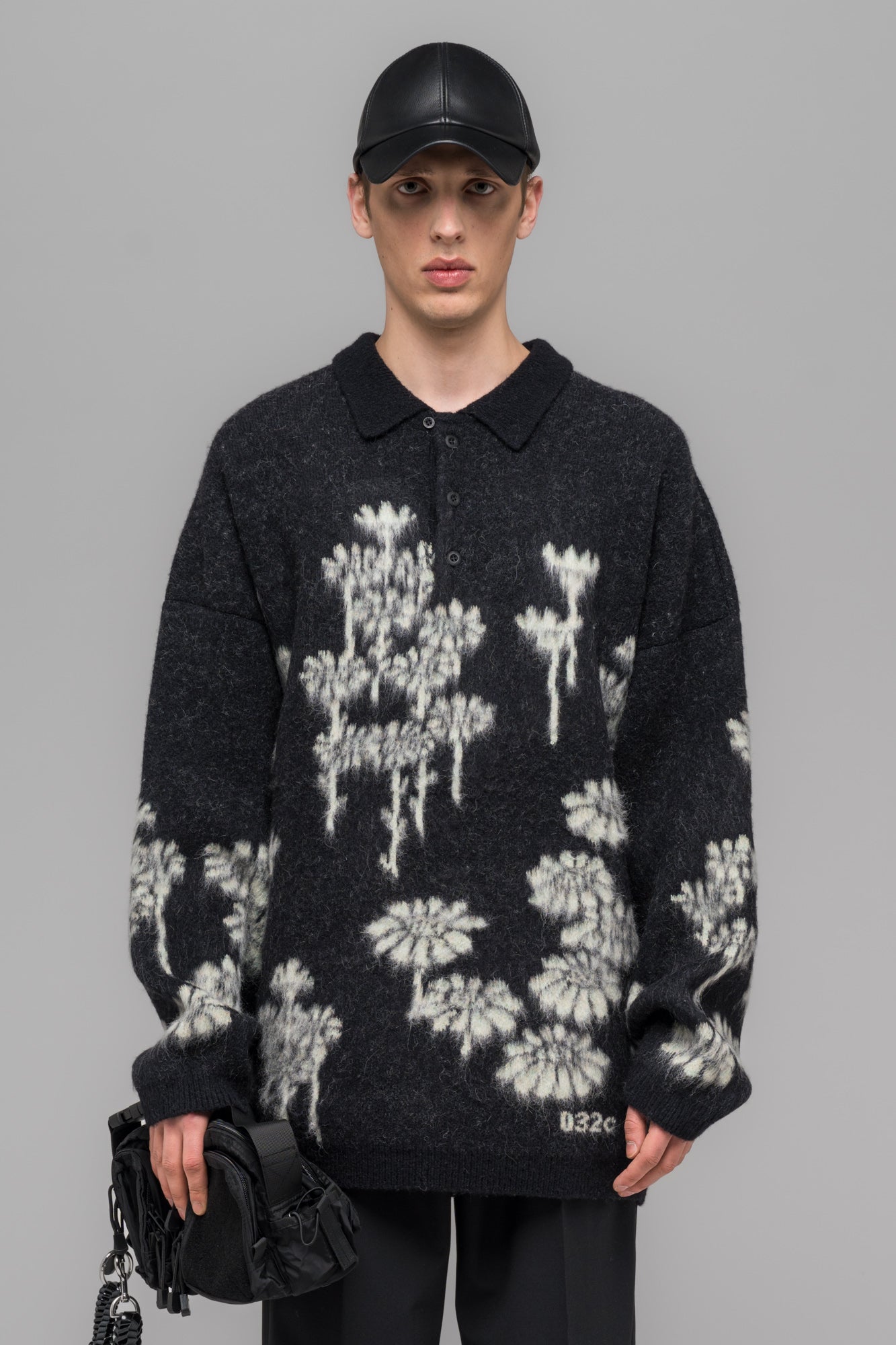 "MELTING DAISIES" KNIT LS POLO SHIRT