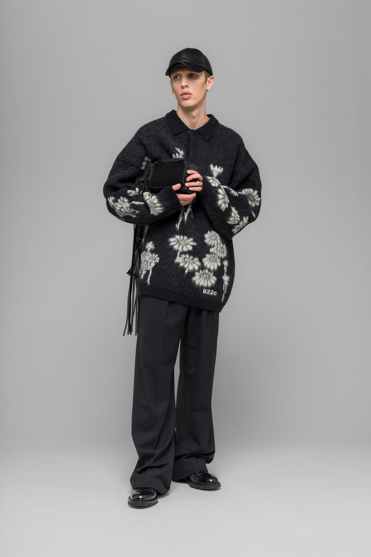 "MELTING DAISIES" KNIT LS POLO SHIRT - 032c