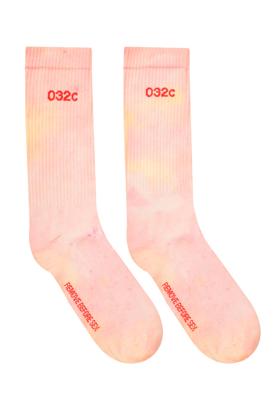032c HAND DYED COSMOS LOGO SOCKS PINK/YELLOW - 032c